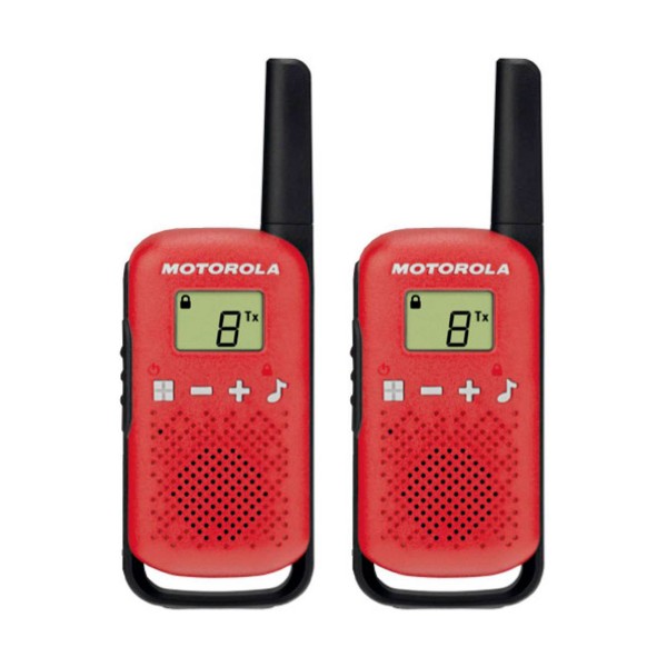 Motorola talkabout t42 rojo walkie talkies 4km 16 canales pantalla lcd