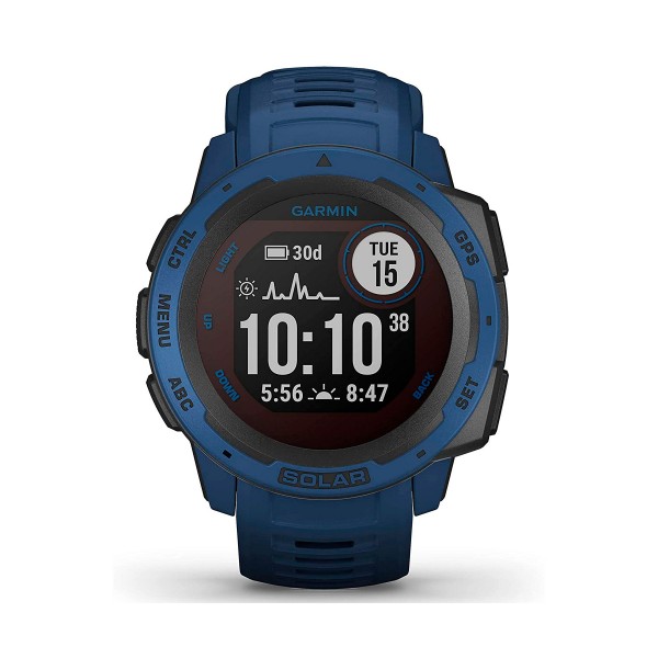 Garmin instinct solar azul 45mm smartwatch resistente gnss gps ant+ bluetooth